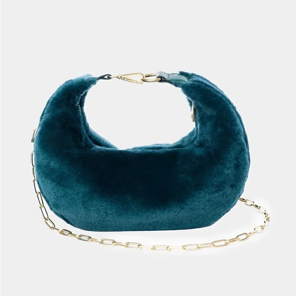 Jules Kae Luna Vegan Faux Fur Crossbody Clutch Hobo Bag